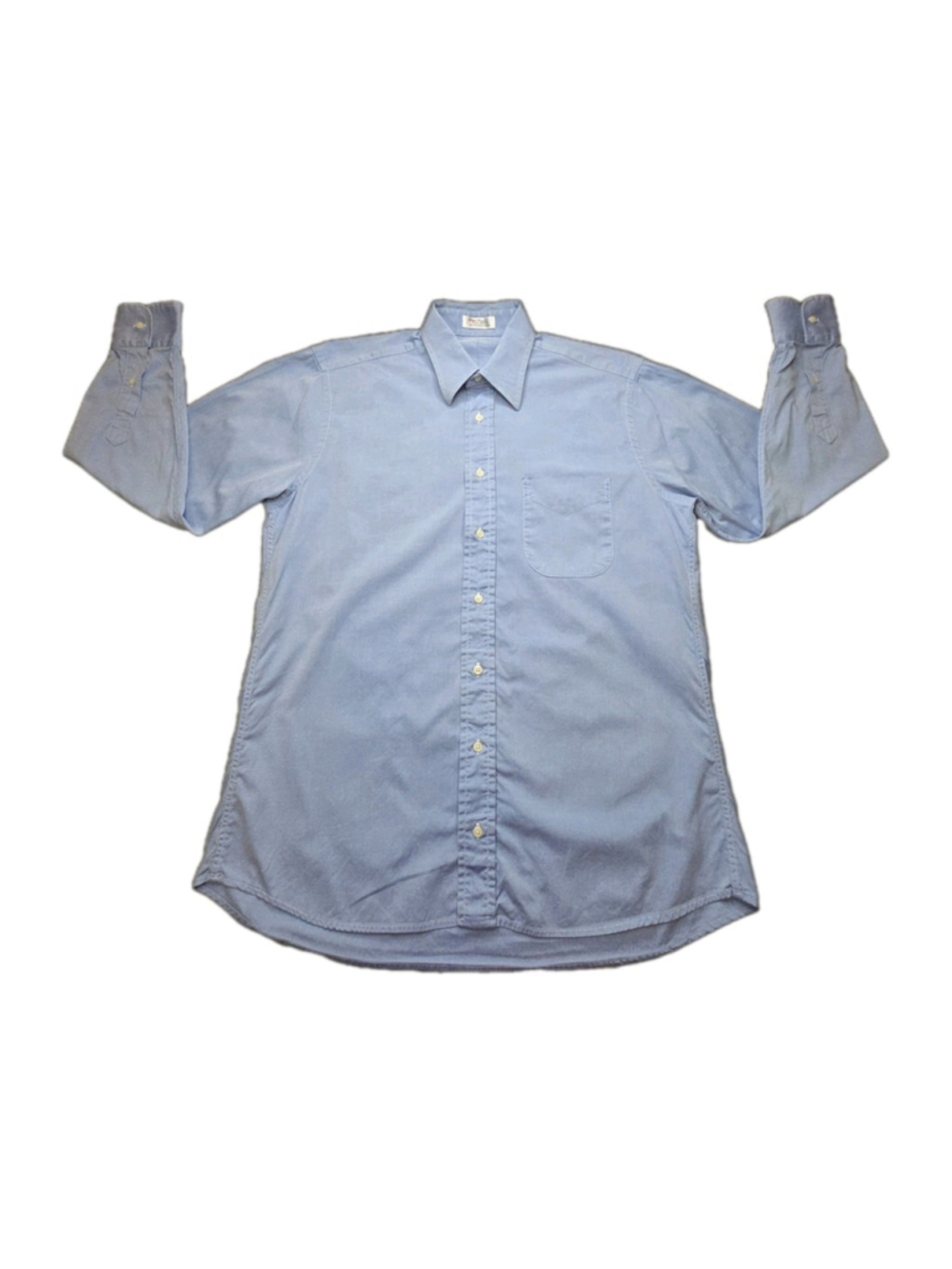 Vintage Made USA Pinpoint Oxford Shirt 16/34 Blue Button Down Mercerized Cotton